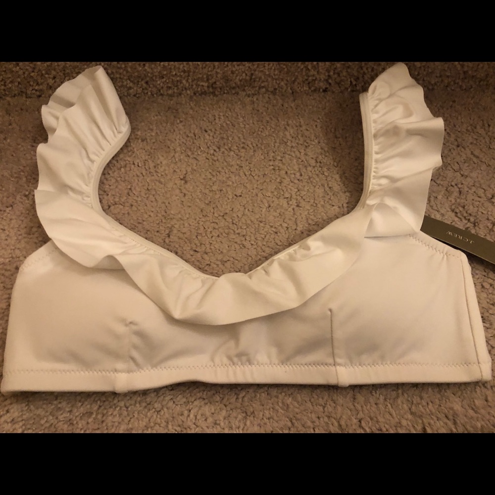 White Jcrew Ruffle Bikini Top
